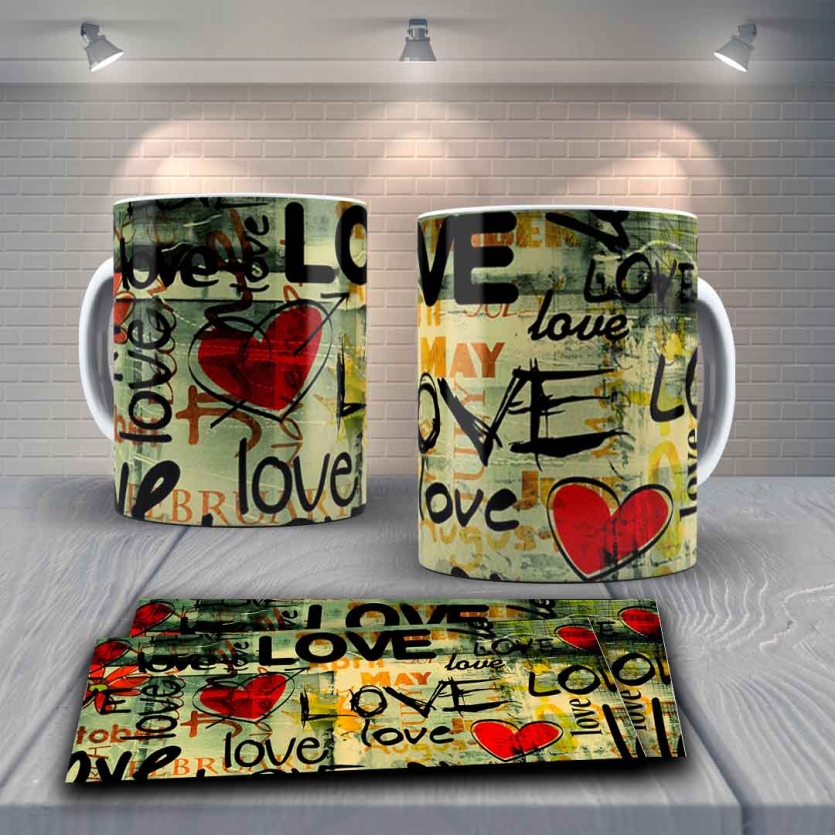 Caneca de Porcelana - Dia dos Namorados - Love Love